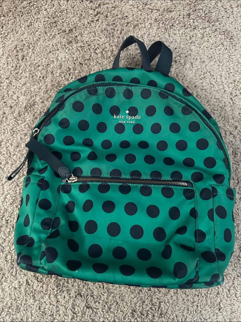 kate spade emerald green polka dot backpack